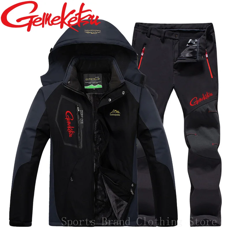 Модный уличный штурмовый костюм 2024 мужской зимний водонепроницаемый плюшевый и