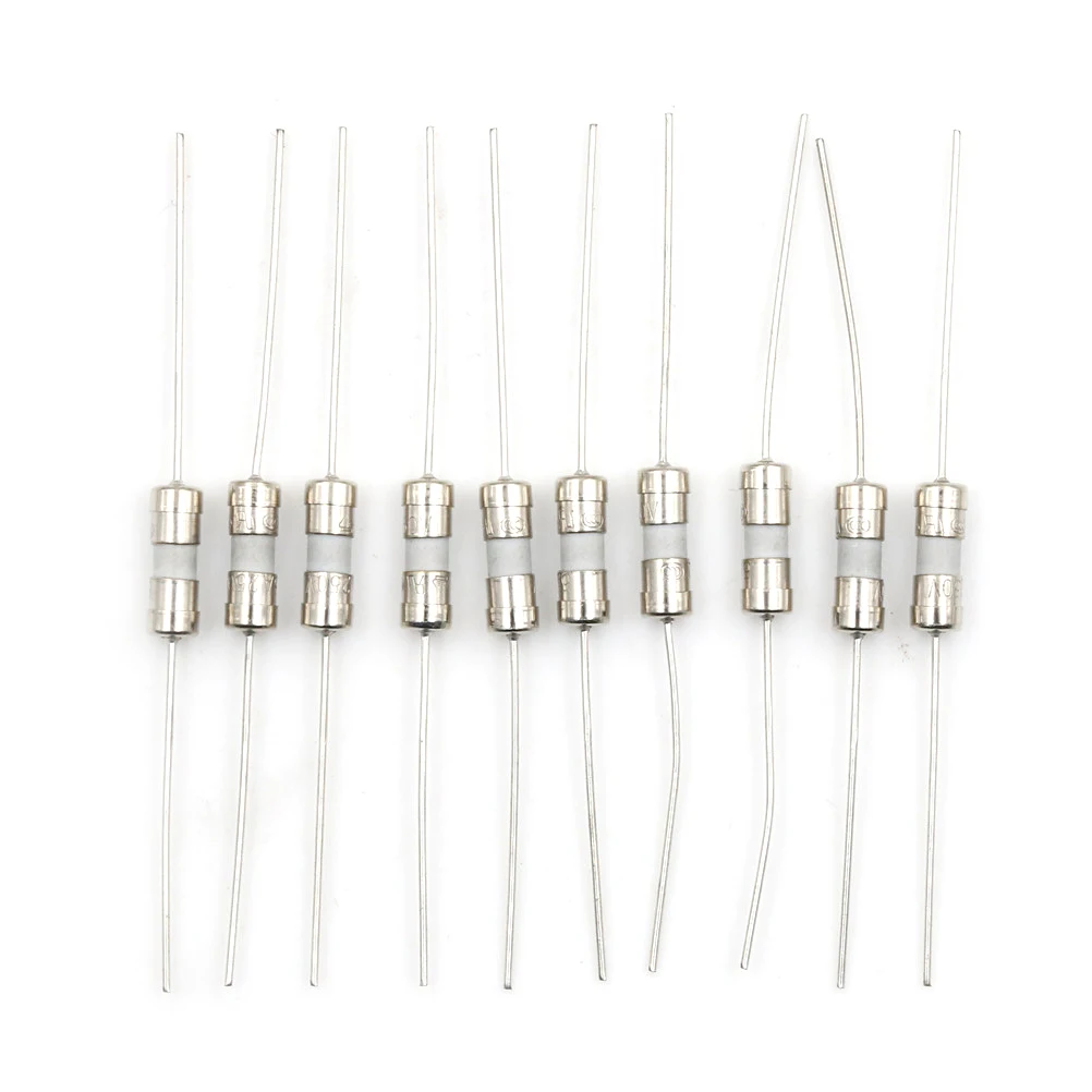 

10pcs/lot 5A 250V 3.6*10mm Double Iron Cap Axial Slow Blow Fuse With Lead Wire Ceramic Fuse The Fuse Tube Lead Foot