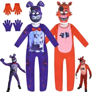 Kids Halloween FNAF Cosplay Costume Freddyys Fazbears Bear Foxy Rabbit  Bonnie Chica Peluche Juguetes Nightmare Red Scare Costume - AliExpress