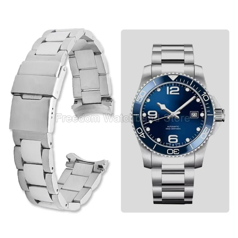 Фото Браслет из нержавеющей стали с защитой от коррозии, 21 мм для Longines Conquest L3.781.4, ремешок для часов с пряжкой из нержавеющей стали №1