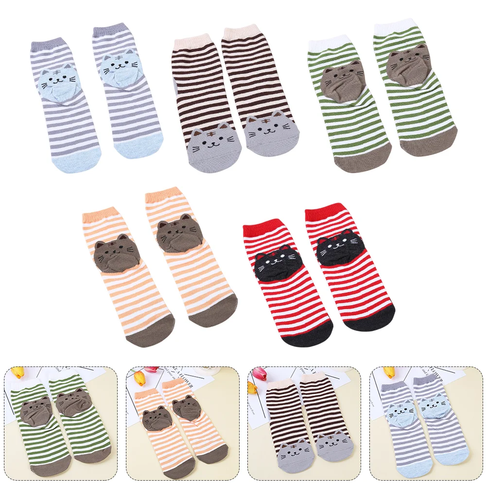 

5 Pairs Mid-calf Comfortable Warm Socks Japanese Style Socks for Female Girls