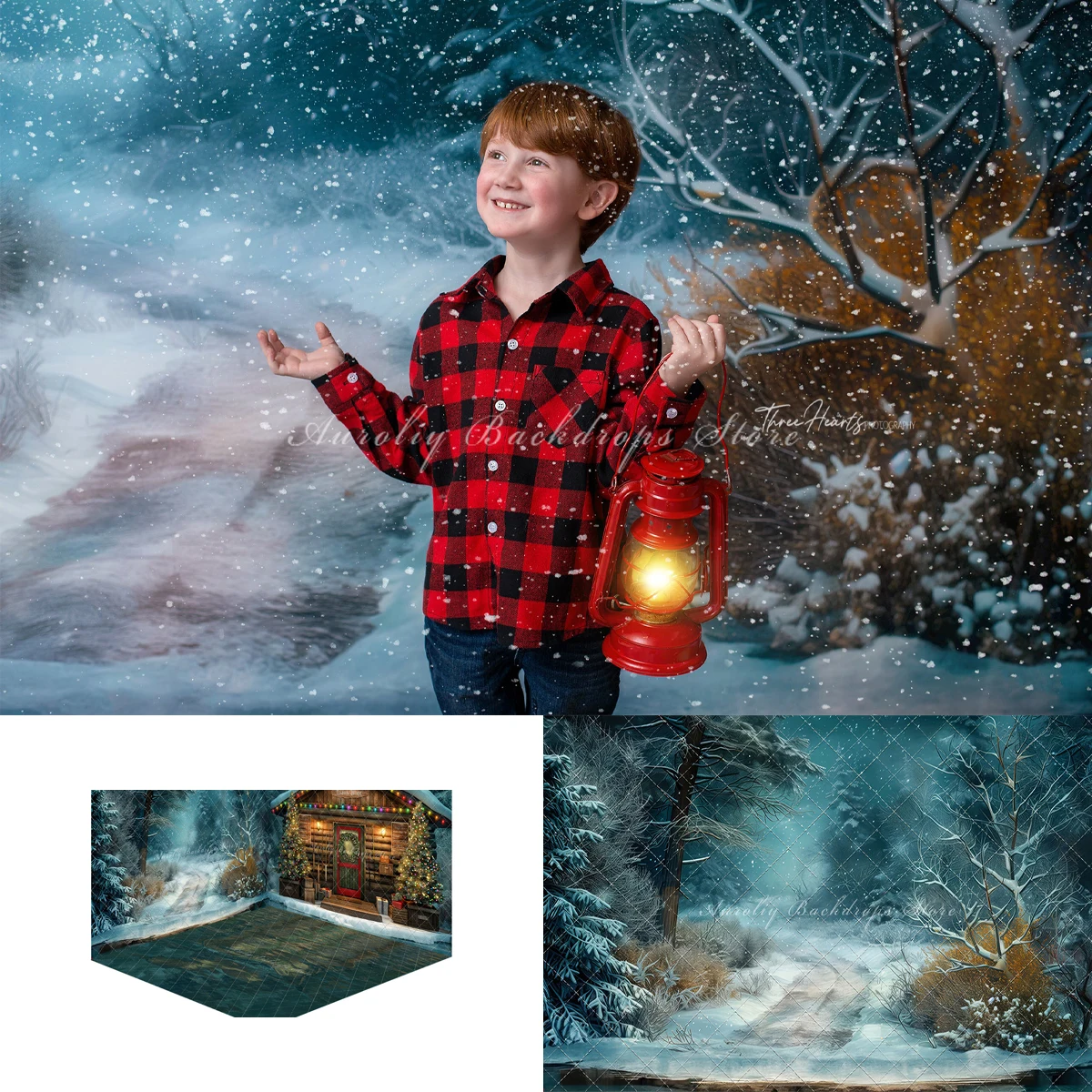 Фон для фотосъемки с изображением зимнего озера