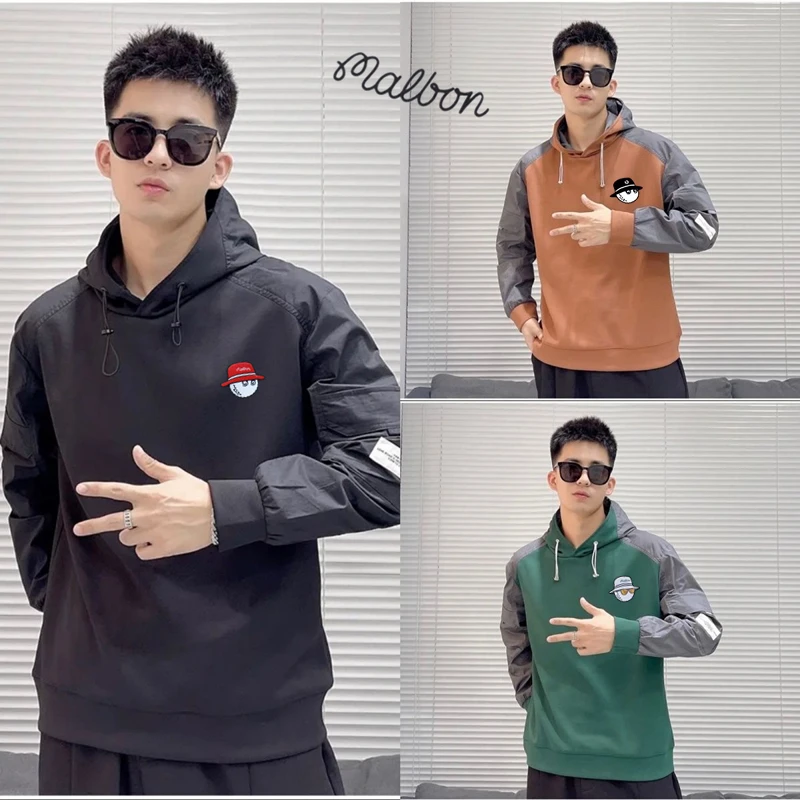 Malbon Golf Wear Men Casual Fashion Hooded Sweatshirt T-shirts 2022 Autumn New Men's Golf Clothing T-shirt Horse Golf