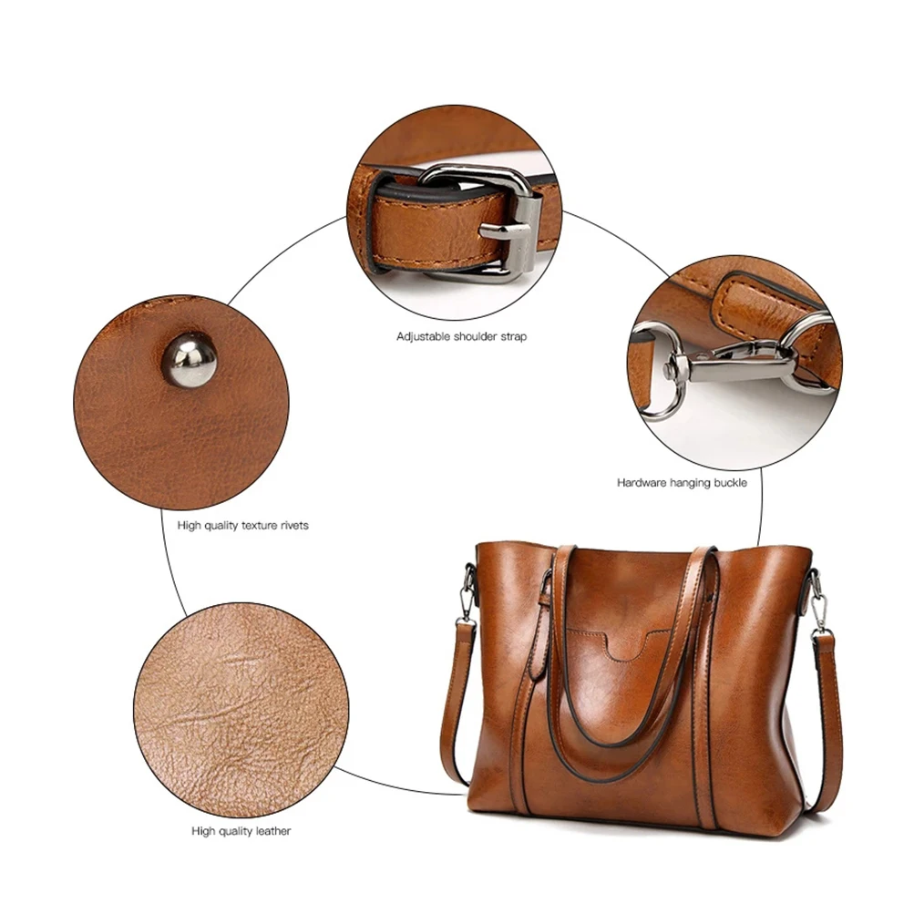 Shoulder Bags for Women Oil Wax Leather Handbag Tote Crossbody Bag Women Luxury Handbag Women Bags Designer Handbag High Quality