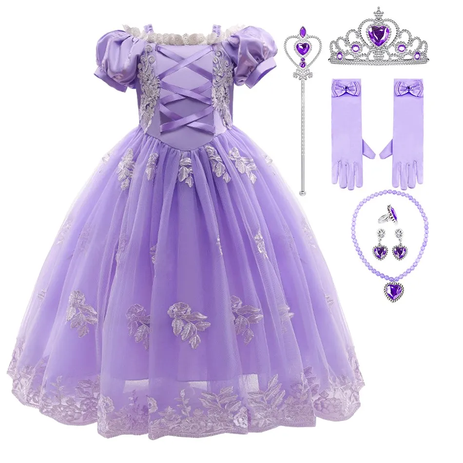 Новое платье для маленьких девочек вечерние праздничный фиолетовый костюм