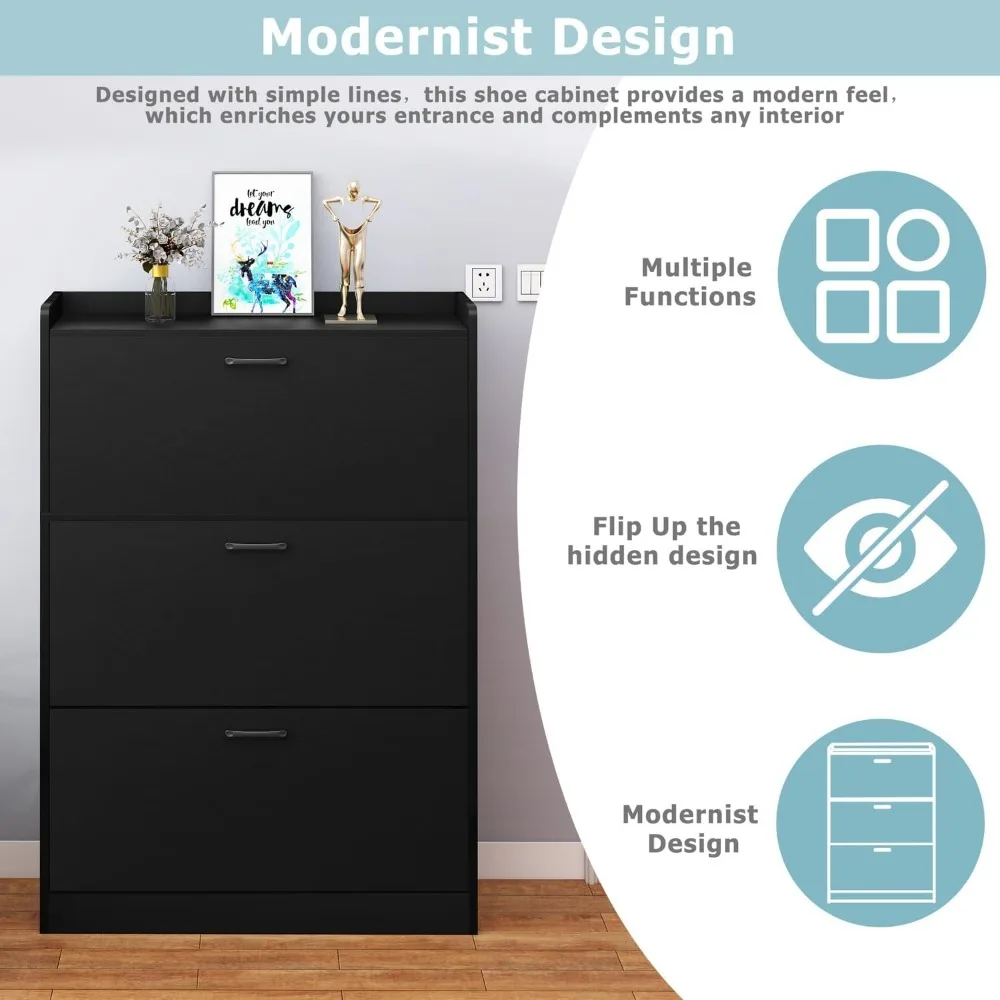 18 пар обувного шкафа с 3 откидными ящиками органайзер для скрытой полки обуви