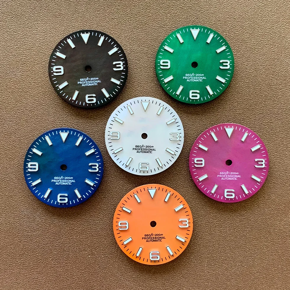 

S-часы с циферблатом 369, циферблат, зеленый светящийся циферблат 28,5 мм для NH35 NH36, мужские часы с автоматическим движением t без календаря и окошка, аксессуары для мужских часов
