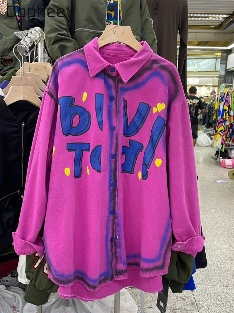 

Fashion Color Contrast Lapel Long Sleeve Single-Breasted Denim Jackets for Women 2023 Spring and Autumn Leisure Cargo Top Female