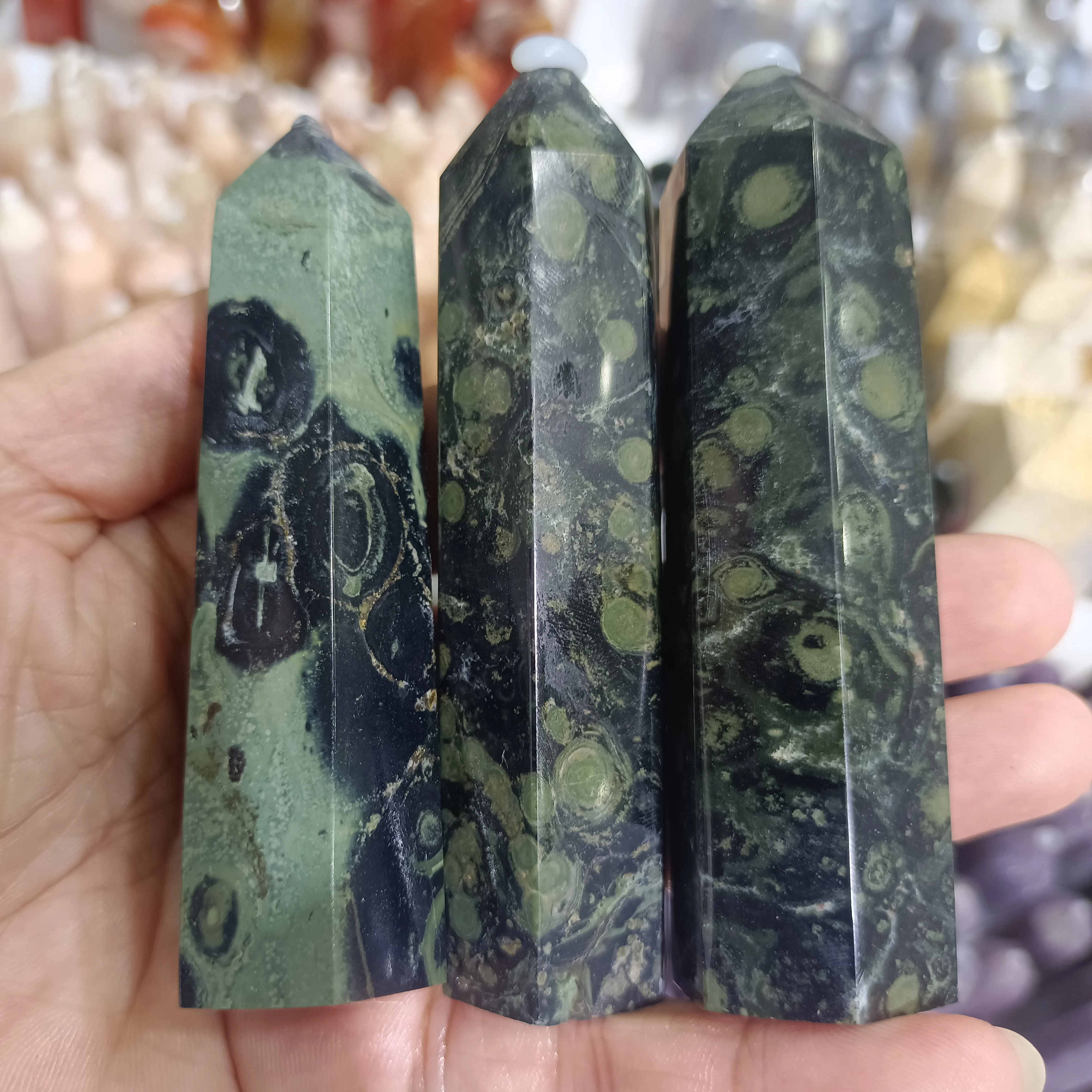 

Natural Peacock Eye Stone Little Column Crystal Energy Healing Home Office Decorative Craft Gift 70-90mm