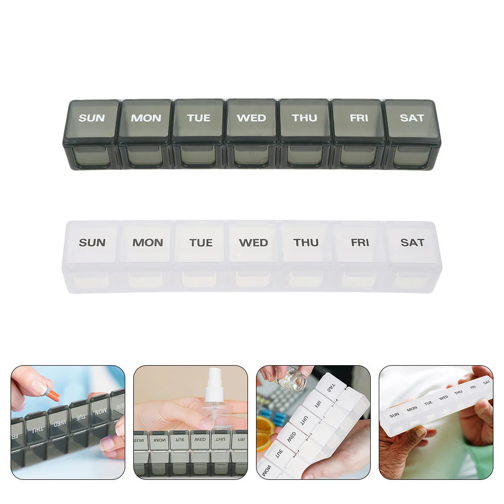 

2pcs Weekly Organizer Sealed Box Case Storage Box Medicine Box