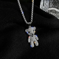 2021 fashion winter new jewelry women sweaters chain hot sale zinc alloy long necklace shiny little bear pendants accessories