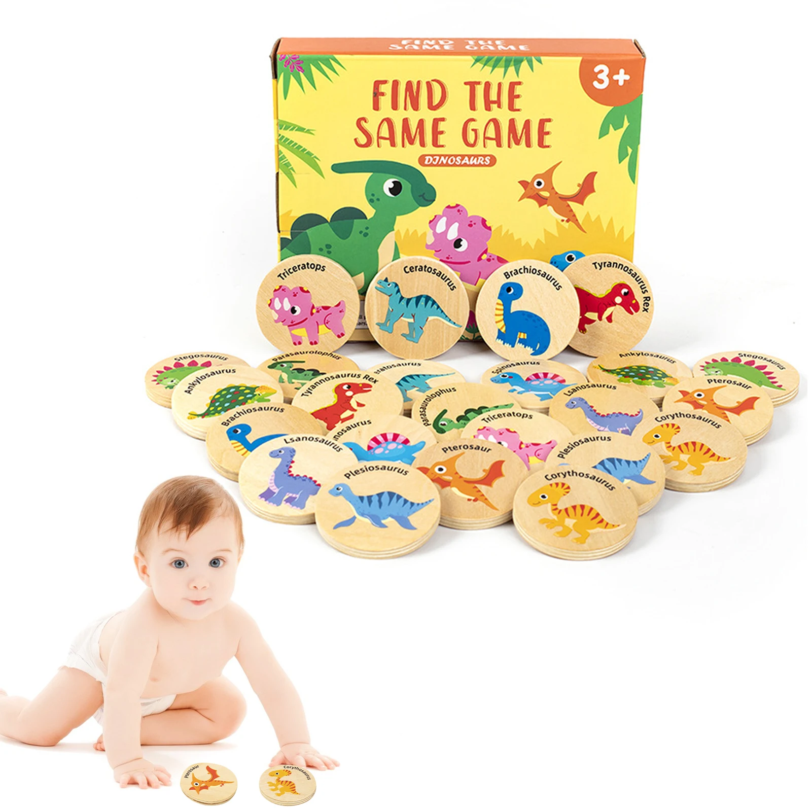 

Dinosaur Memory Game Dinosaur Matching Games Not Hurt Hands Round Card Memory Match Game Dinosaur Learning Toys For Kids