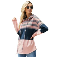 cydnee oversize striped sweatshirt for women youth bright lady hoodies casual style long sleeve contrasting color knit clothing