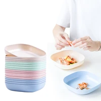 spit bone dish wheat straw dishes home snack dim sum plate fruit nut anti fall disc square plastic plate kitchen tableware