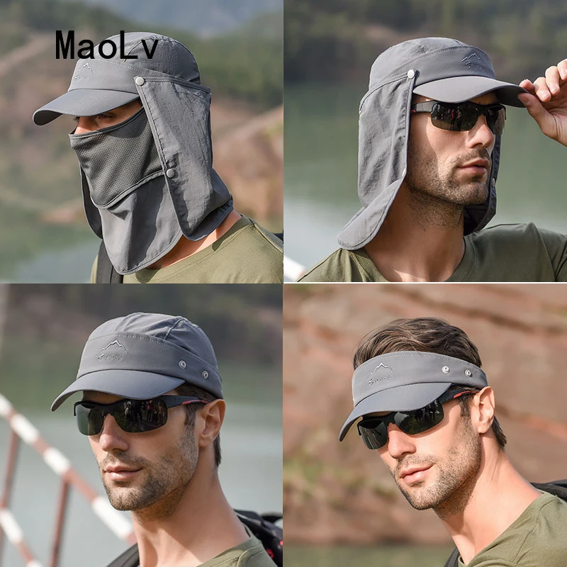 Летняя Защитная бейсбольная шапка Мужская съемная защита лица шеи откидной