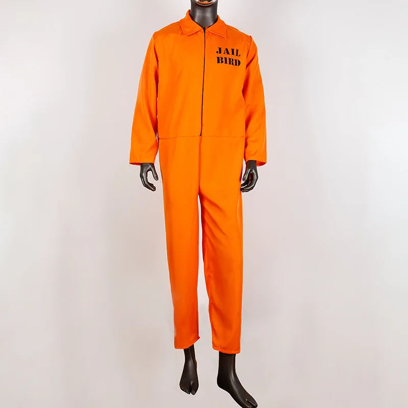 Prisoner Jumpsuit Suit Cosplay Costumes Halloween Party Carnival Unisex Orange Prison Inmate Jail Criminal Dress Men and Woman