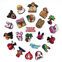 22 styles cute cartoon bad bunny pvc shoe charms accessories shoe buckle mushroom decorations fit croc jibz kids gifts