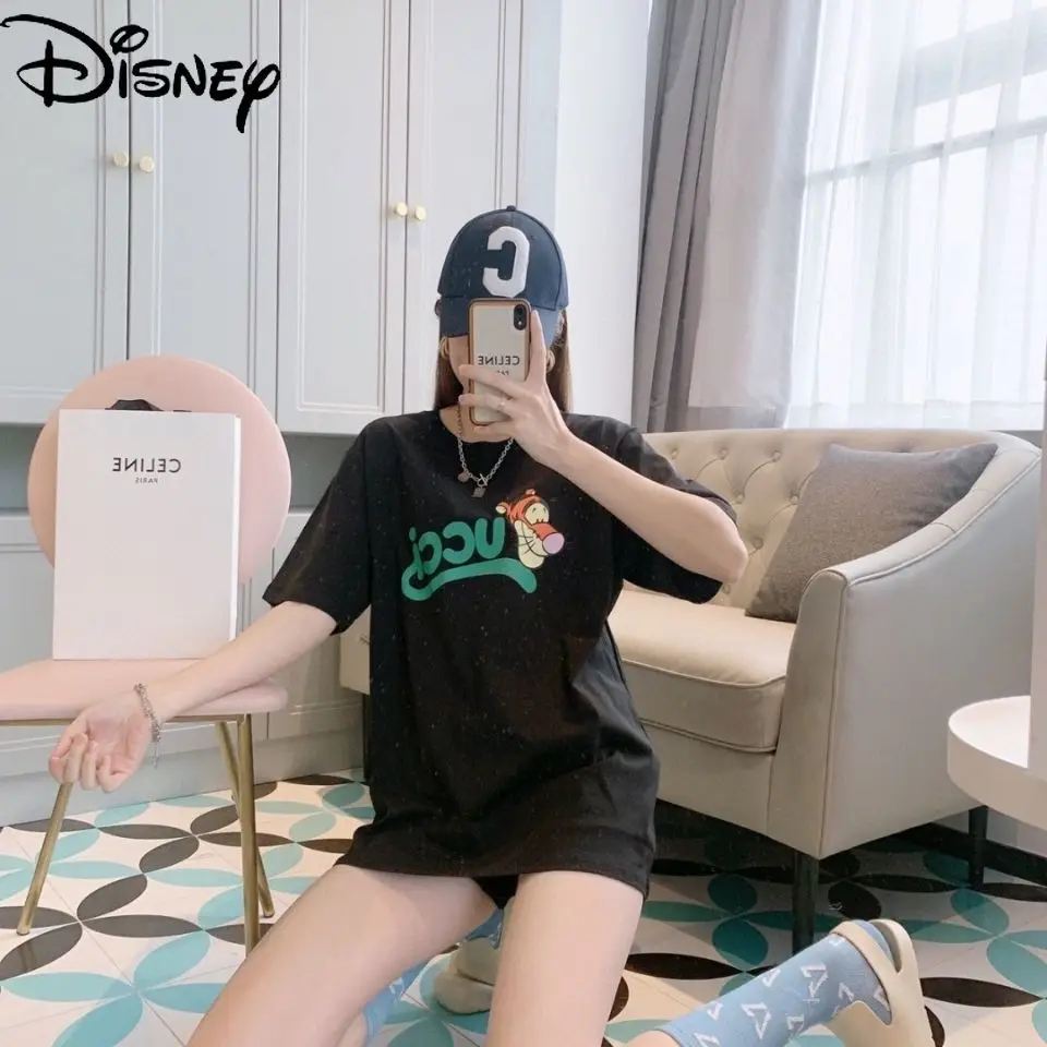 

Disney Tigger 2022 Spring and Summer Men and Women Cartoon Printing Loose Short-sleeved Personality Casual Round Neck T-shirt