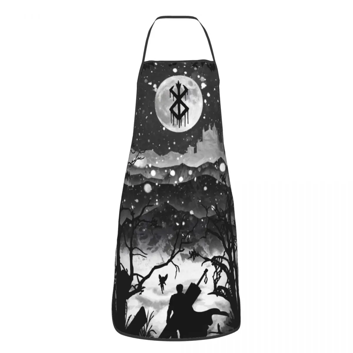 

Moon And Berserk Apron Cuisine Cooking Baking Household Cleaning Gardening Bibs Garden Waterproof Pinafore for Men Women