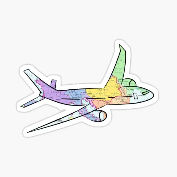 

Airplane Map 5PCS Stickers for Decor Art Water Bottles Home Living Room Room Laptop Window Cute Print Kid Funny Wall
