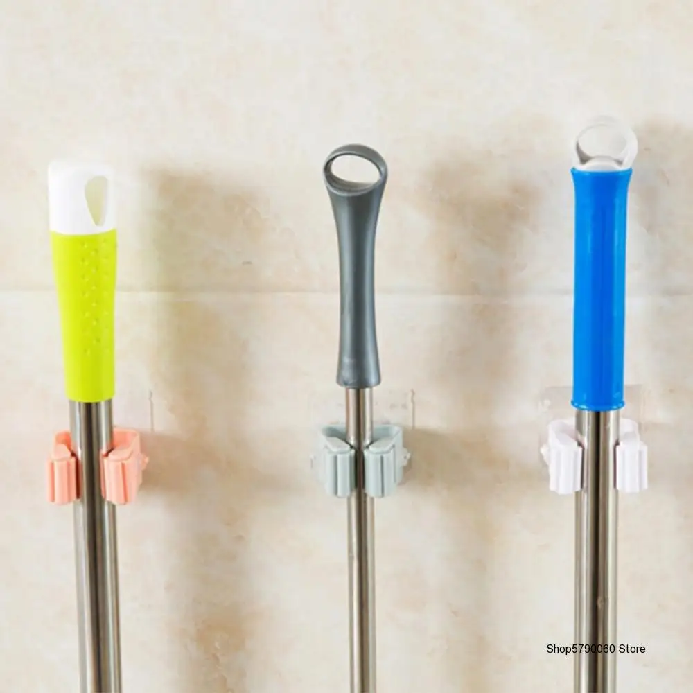 

Non Punch Adhesive Wall Mounted Mop Holder Storage Broom Hanger Clip Seamless Mop Hook Bathroom Home Kitchen Organizer Tool