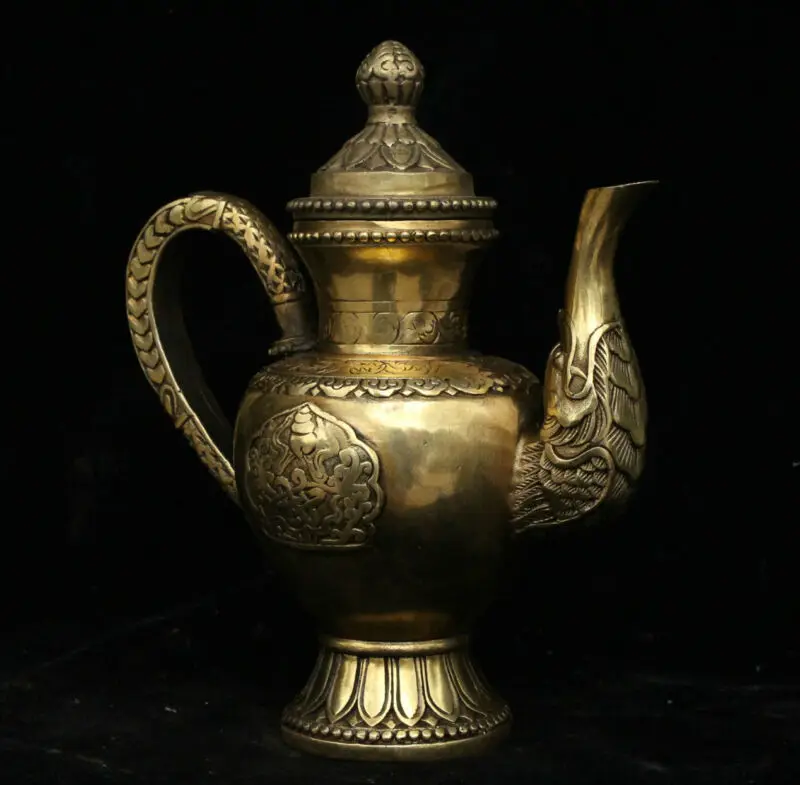 Тибетский буддизм латунный бронзовый зверь 8 символов благоприятного вина