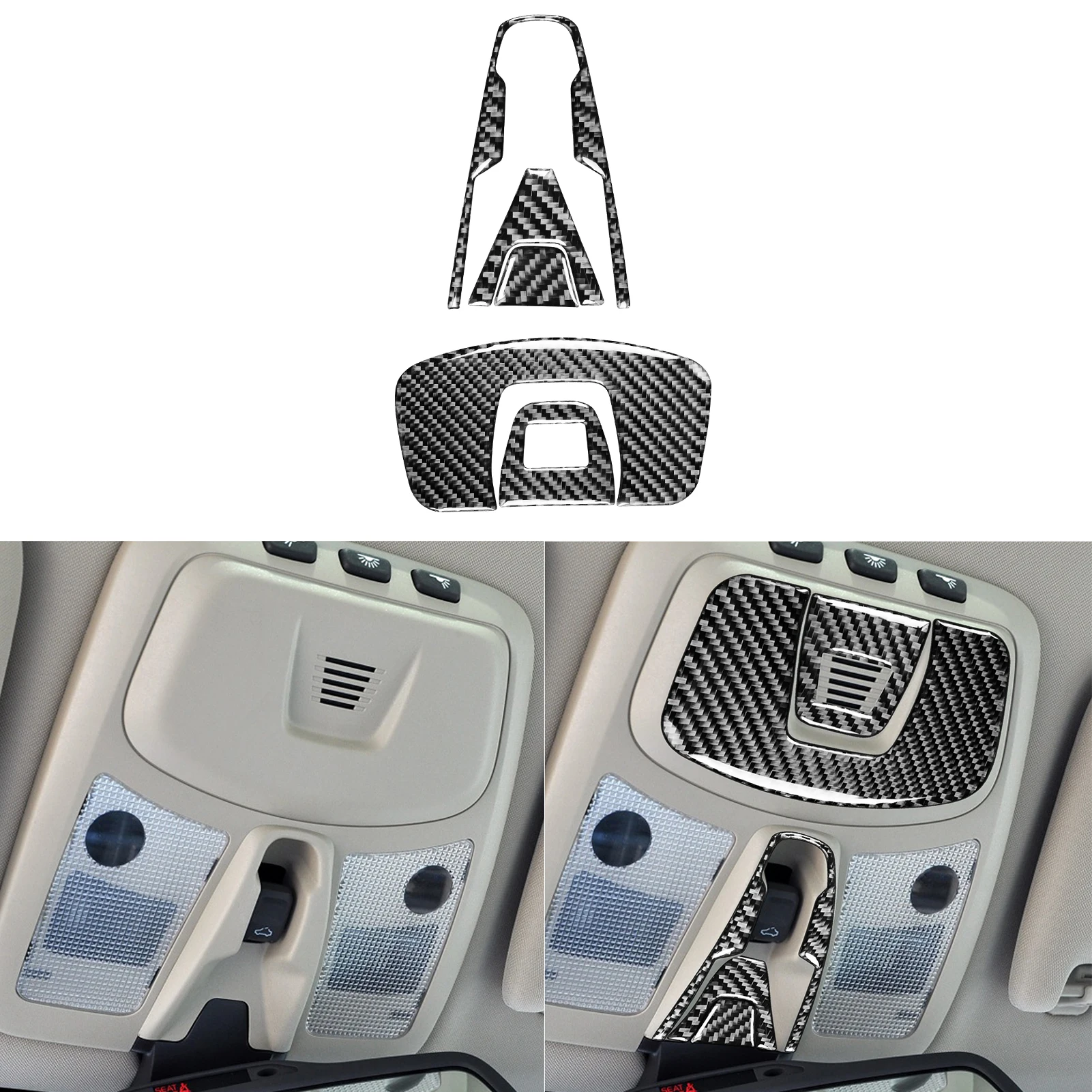 For Volvo XC90 2003-2014 Carbon Fiber Reading Light Button Frame Panle Decorative Interiors Wood grain Car Accessories Sticker