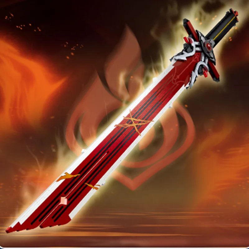 

Adventure Game Genshin Wolf's Gravestone Knife Blade Sword Building Blocks Katana Assembly Weapon Bricks Toys For Kids Gifts