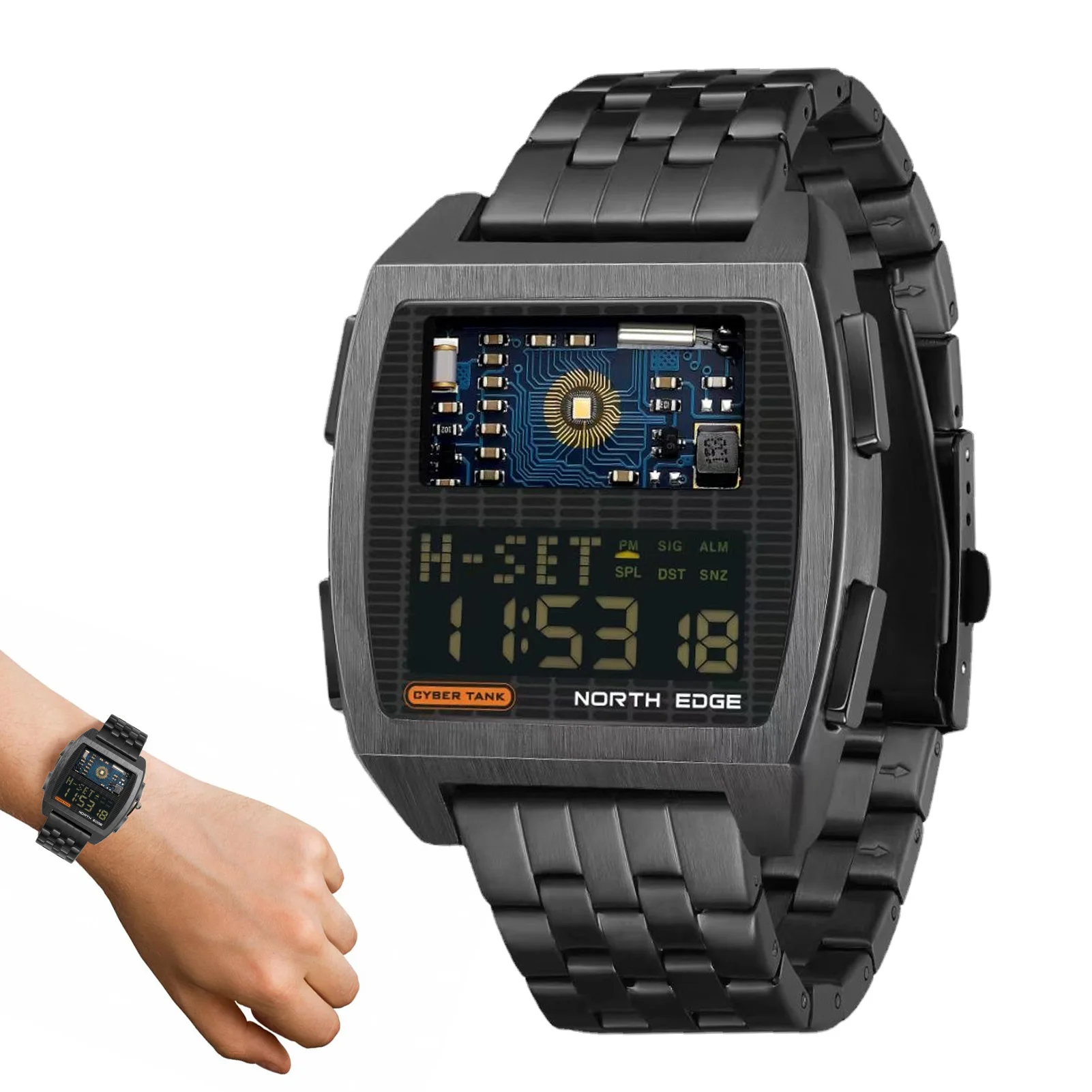

Digital Wrist Watch Men Digital Watch With Stainless Steel Wristband 50M/164FT Waterproof Outdoor Digital Smart Watch