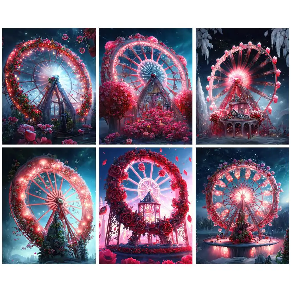 

GATYZTORY Painting By Numbers Ferris wheel Landscape DIY Frame Paint By Numbers City On Canvas DIY Scenery Home Decoration