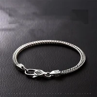 100 s925 foot silver foxtail bracelet mens sterling silver retro braided jewelry personality girlfriend fashion accessories