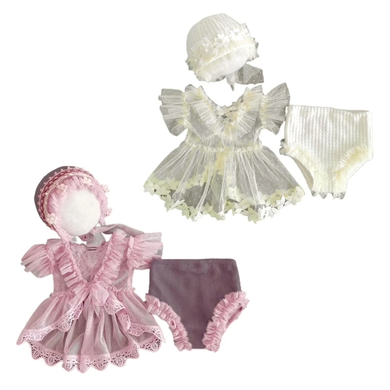 

Infants Photo Costume Outfits Baby Hat+Top+Shorts Set Newborn Photography Props