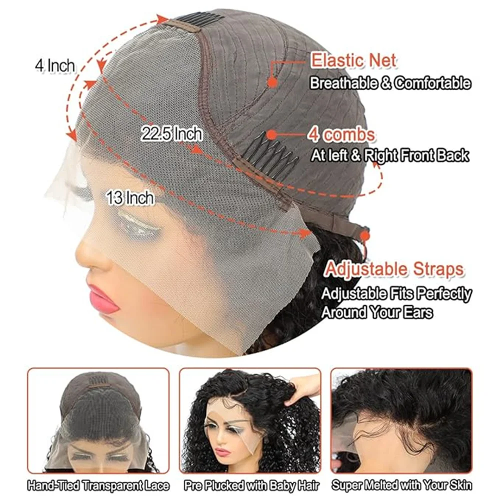 EMOL Kinky Curly Human Hair Frontal Wig 13x4 Кружевной фронтальный парик со швейцарской кружевной