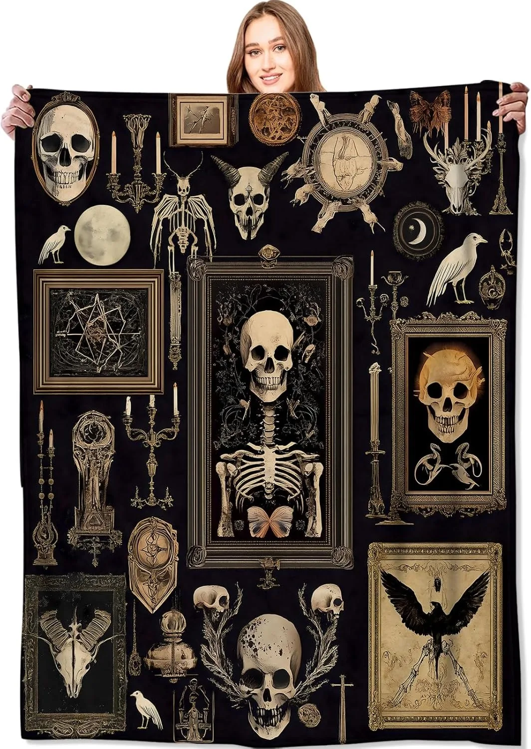 

Плед Hello Kitty С Рисунком Скелета И Черепа, Художественный, Тонкий, Для Дивана, Кровати, Автомобиля, Дома, Кемпинга