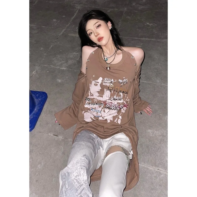 

Свитшот с открытыми плечами и лямкой на шее, Y2k