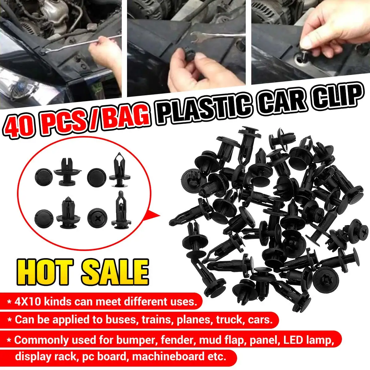 

40pcs Car Fastener Clips Push Rivet Retainer 8mm-10mm Auto Bumper Fender Fastener Retainer Universal