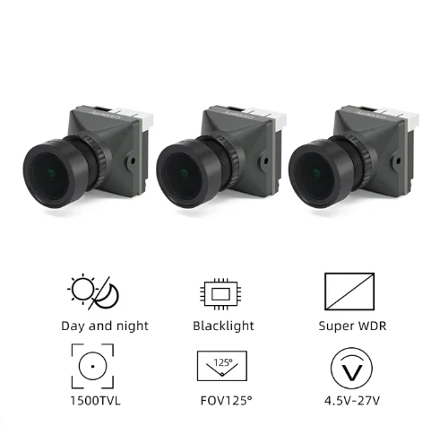 Фото Оптовая цена Caddx Ratel PRO камера 1500TVL 16:9/4:3 NTSC/PAL 125 градусов Blacklight ночного видения черный для аксессуаров для дронов №2
