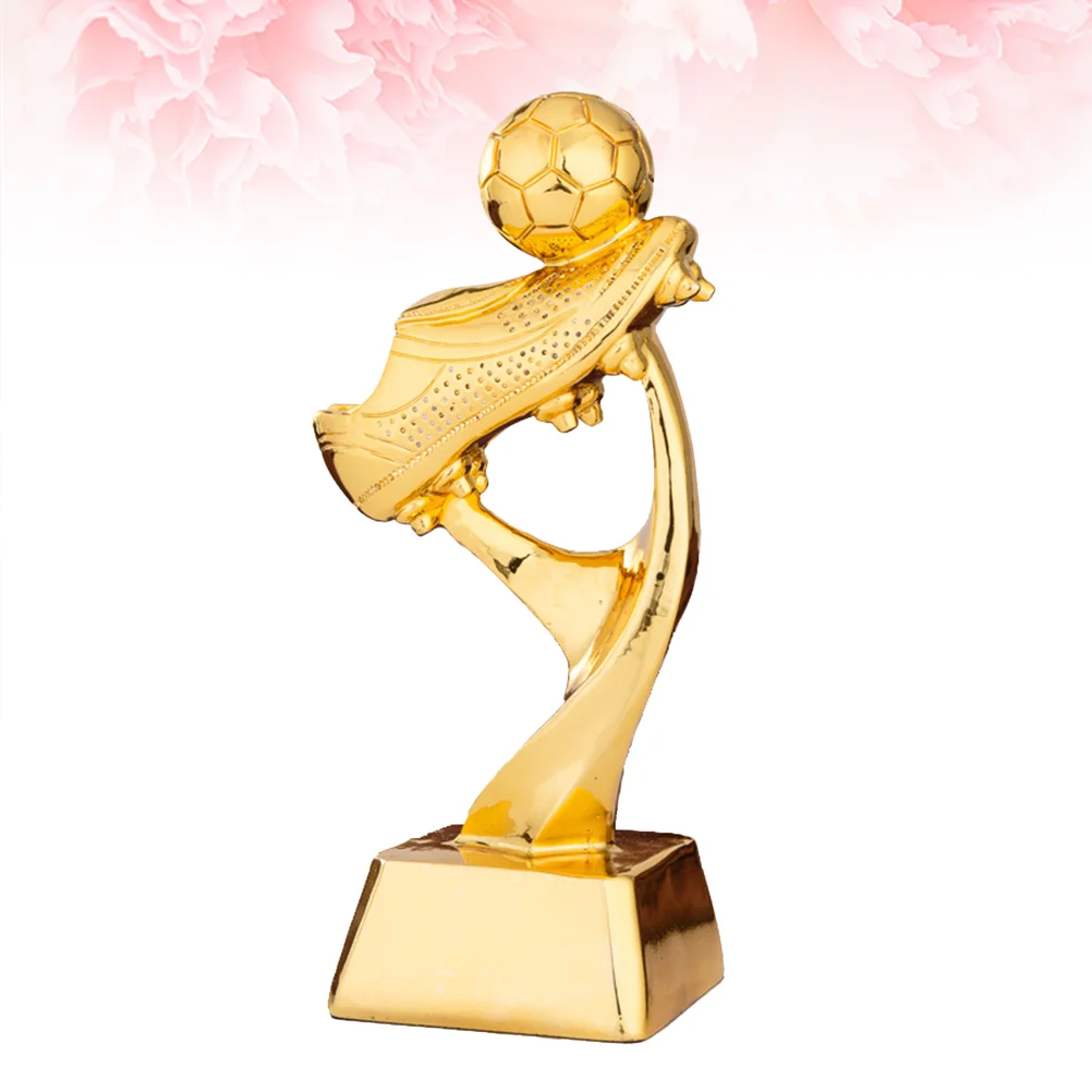 

Mini Resin Football Trophy Plating Soccer Match Award Toy with Base for School Kindergarten (Golden)