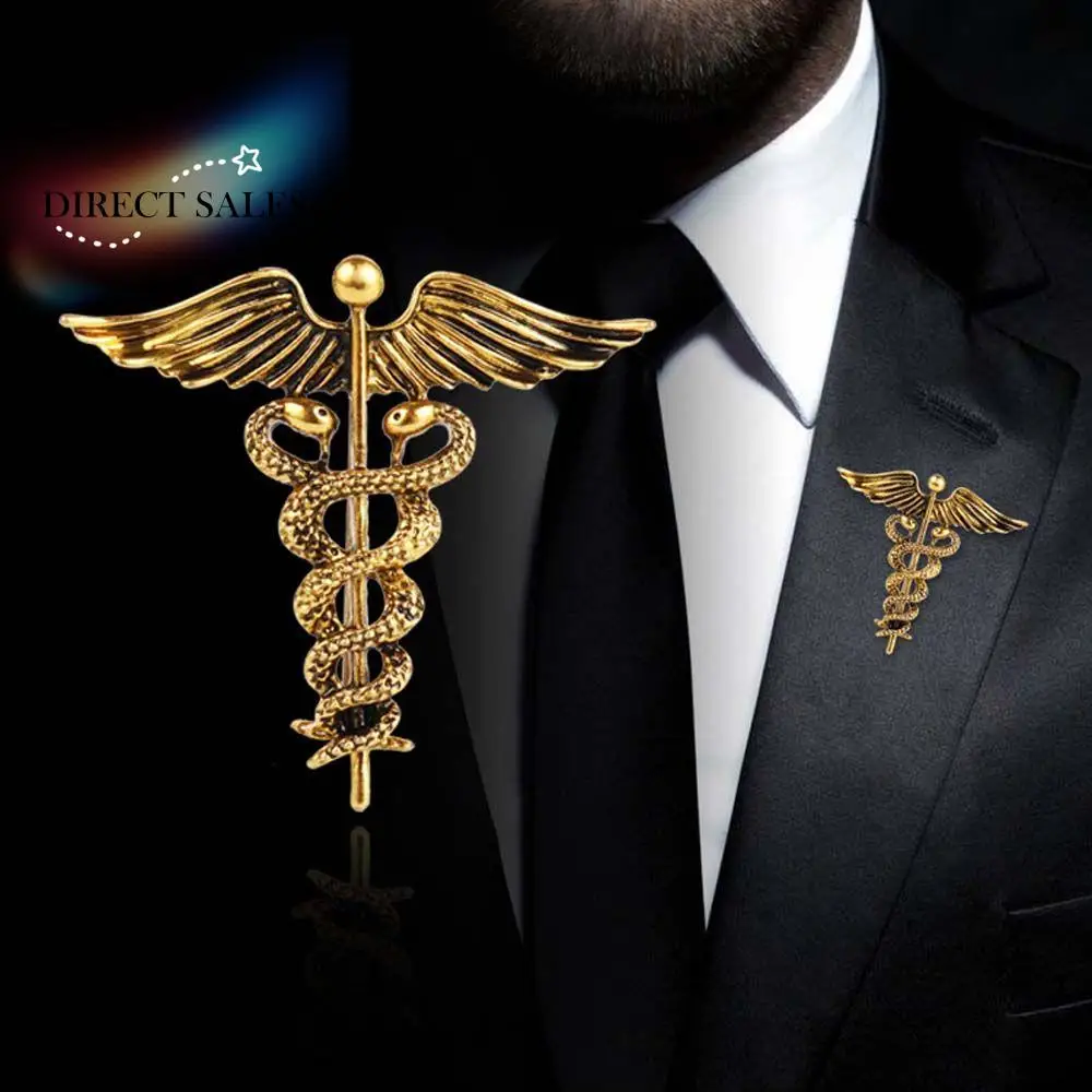 

Fashion Retro Angel Wings Men's Badge Brooch Pins Snake Brooches Lapel Medal Jewelry Women Shirt Collar Clothing Accessories