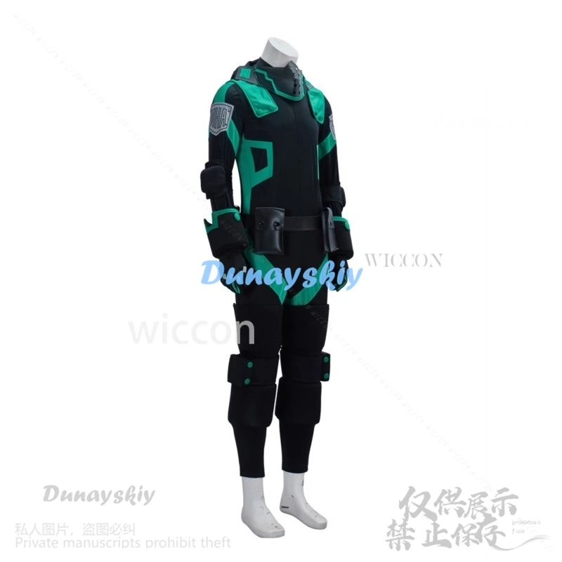 Аниме My Heo Academy Косплей Midoriya Izuku Костюм Парик Черная боевая форма Полный комплект