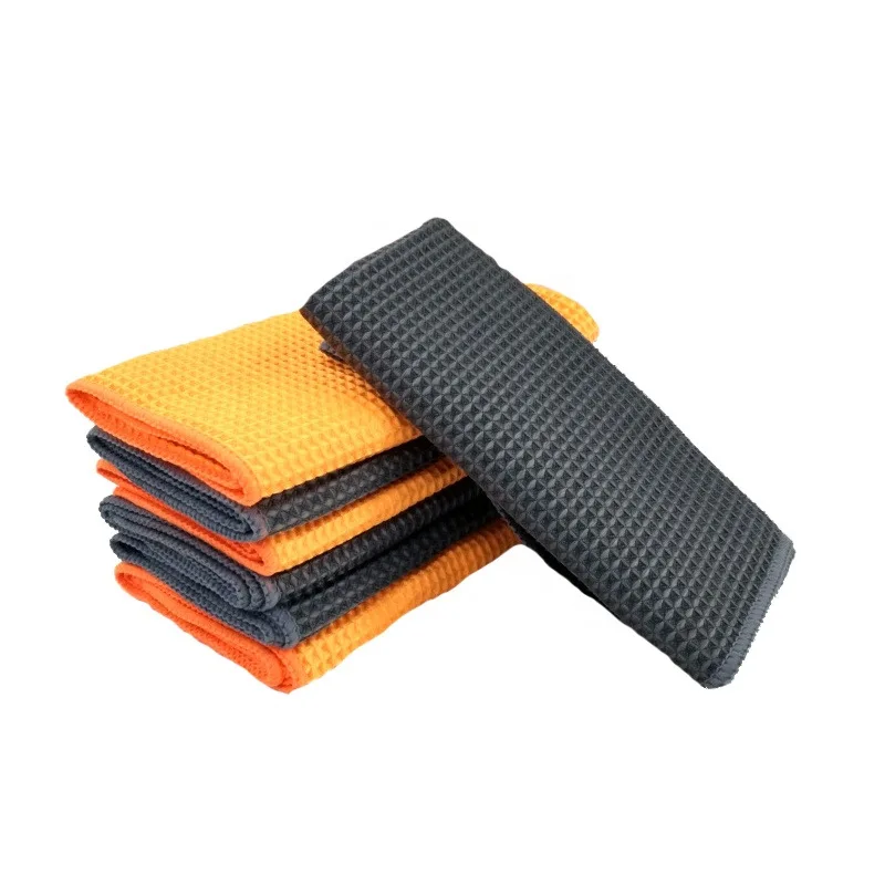 

2PC Car Wash Towel Glass Cleaning Water Drying Microfiber Window Clean Wipe Auto Detailing Waffle Weave for Kitchen Bath 40*40cm