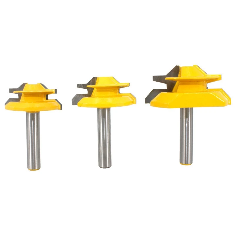 

45-Degree Milling Cutter 3-Piece Set 1/4 Handle 45-Degree Tenon Joint Knife Woodworking Milling Knife Tenon Joint Knife Durable