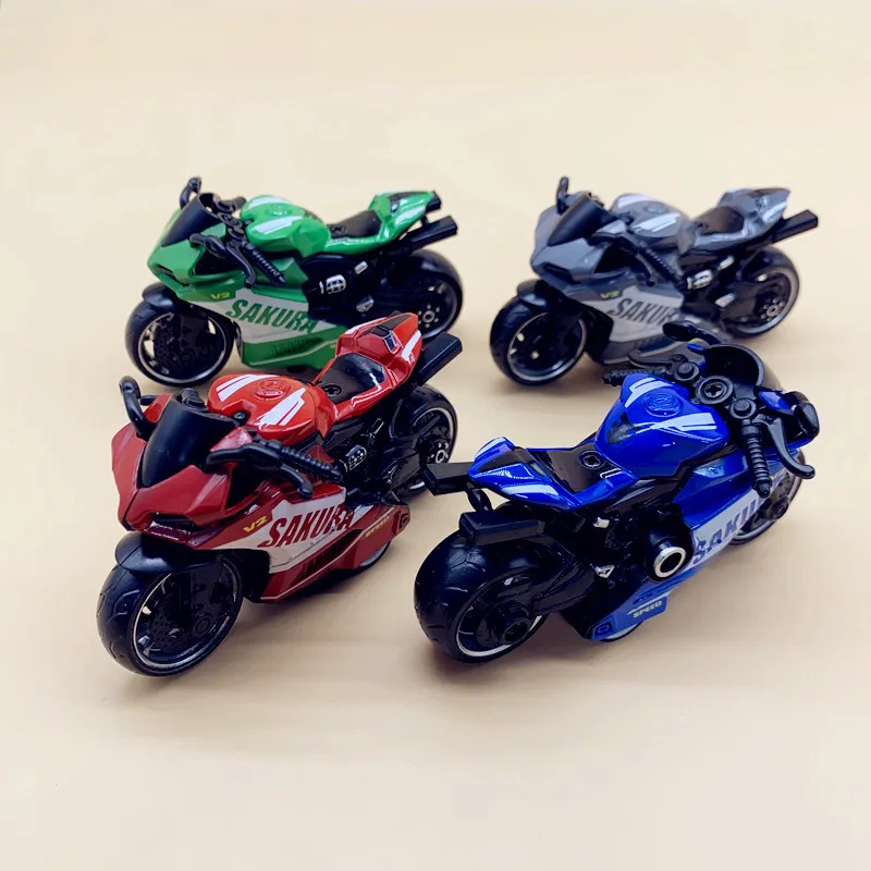 

2PCS Mini Alloy Motorcycle with Motorcycle Simulation Model Small Toy Car Children Toys Ornaments Gifts