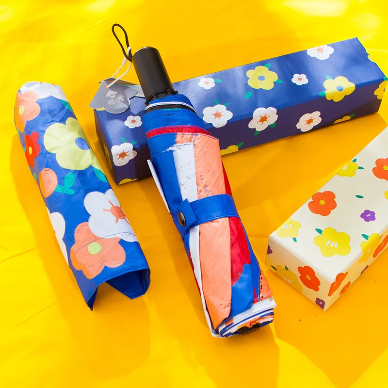 

Семь цветных цветов, зонтик от дождя, женские УФ-зонты, солнцезащитные зонты для девушек, ветрозащитный 6K дорожный портативный зонтик UPF50 +