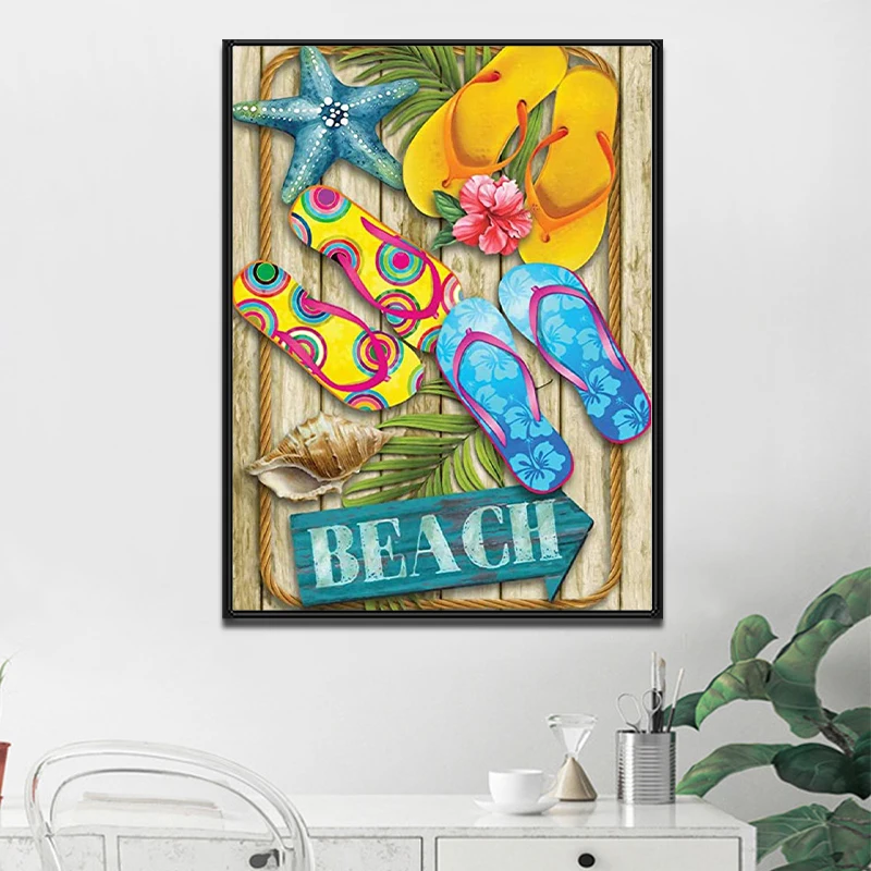 

Набор для алмазной живописи «сделай сам» 5D, Пляжная Алмазная вышивка, досуг, стиль, морская звезда, ракушка, кристальная живопись, мозаика, в...