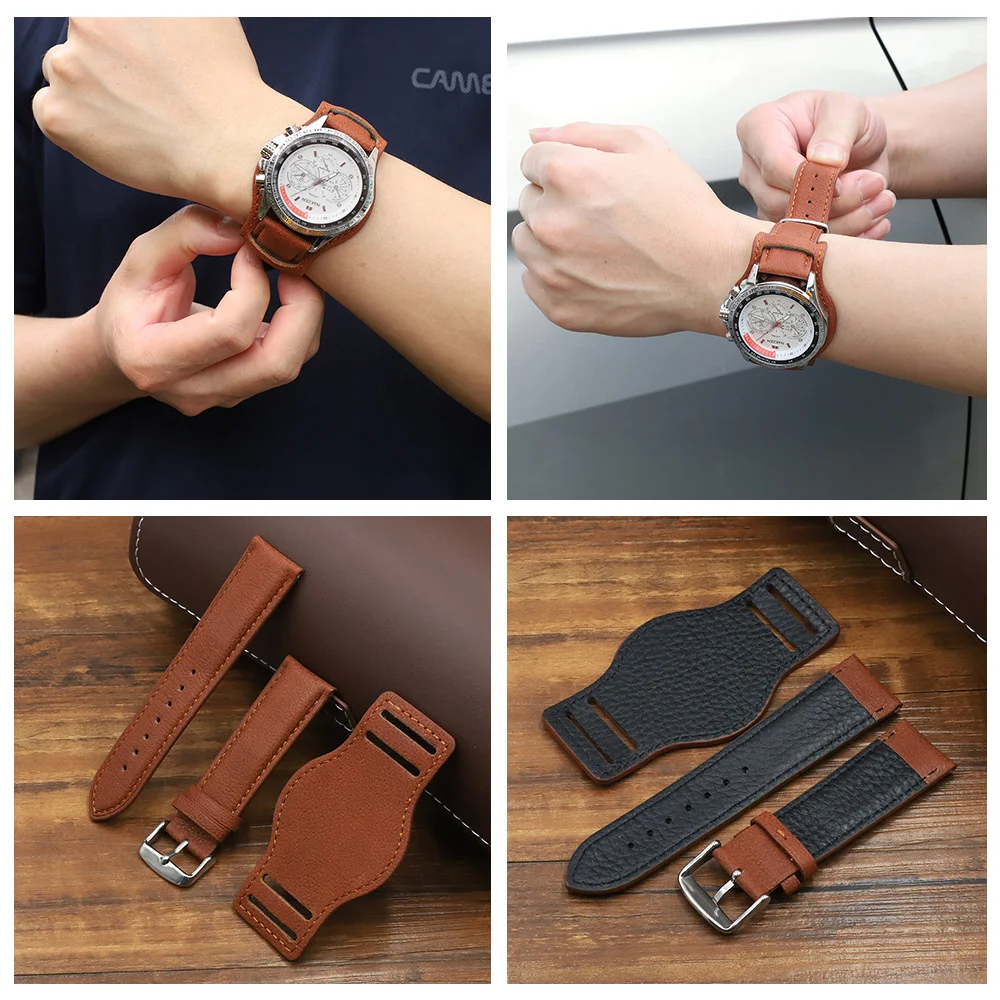 

Leather backing top layer cowhide waterproof strap for Rolex Water Ghost /Omega disc series/ fossil watch band 16/20/22/24mm