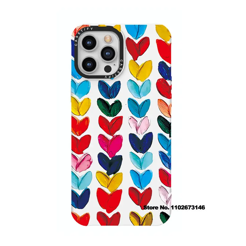 

CASETIFY Colorful Love Liquid Silica Phone Cases for iPhone 14 13 12 11 Pro Max X 7P 8P Couple Anti-drop Soft Cover D0316