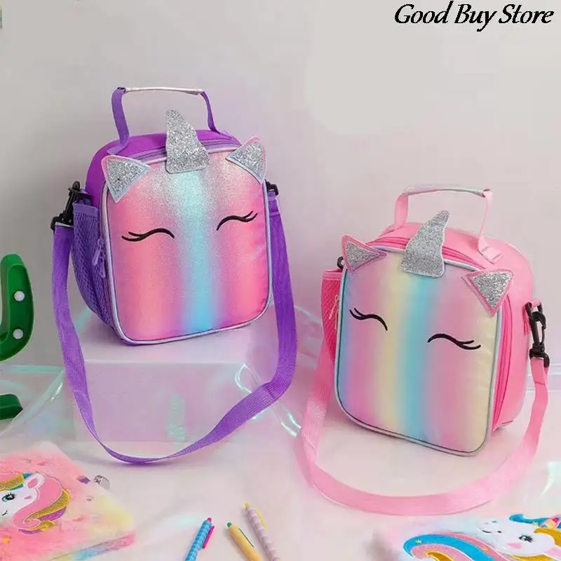 

Unicorn Shoulder Bag Rainbow Lunch Bags Cartoon Insulated Thermal Lunch Box Picnic Handbag Children Kids School Food Organizer