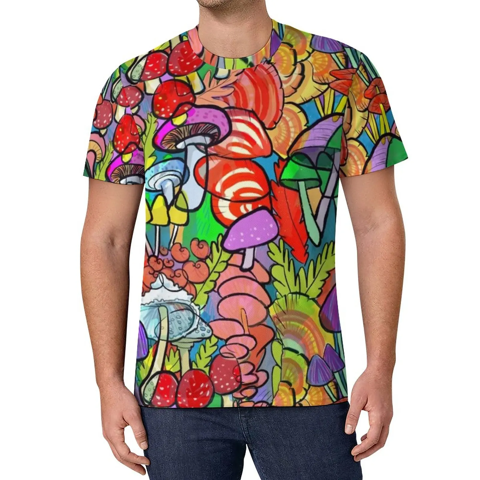 

Colorful Mushroom T Shirt Overnight A Forest Cool T-Shirts Short Sleeve Graphic Tops Street Style Oversize Clothes