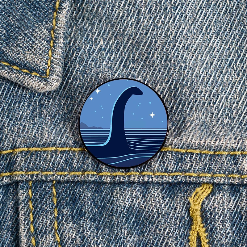 

Loch Ness Monster Nessie Pin Custom Funny vintage Brooches Shirt Lapel teacher Bag Badge Cartoon pins for Lover Girl Friends